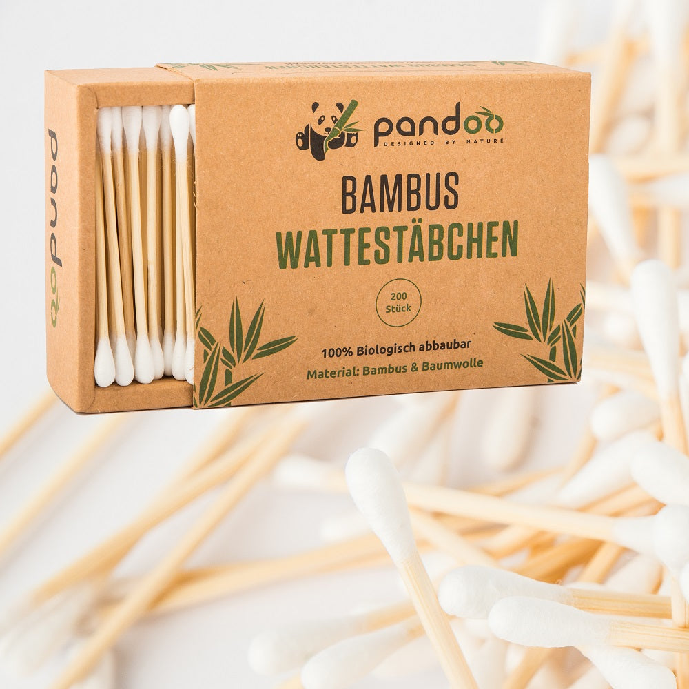 Wattestäbchen aus Bambus & Bio-Baumwolle  (Plastikfrei)